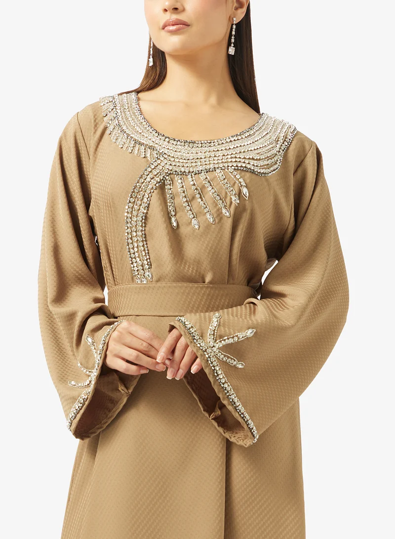 hayas closet  Embellished Belted Jalabiya for Women | Best Price UAE